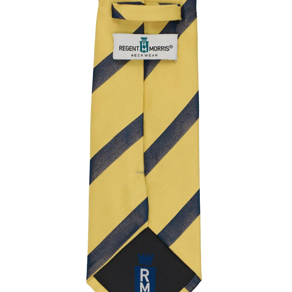 Light Gold and Navy Blue British Striped Cotton/Silk Necktie
