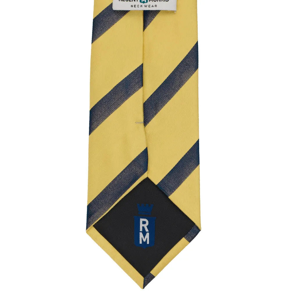 Light Gold and Navy Blue British Striped Cotton/Silk Necktie