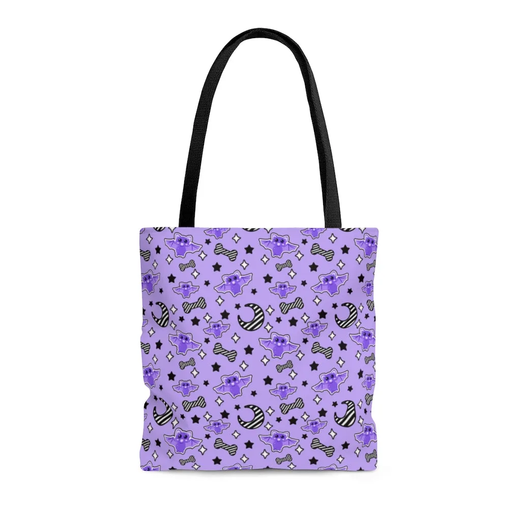 Magical Kawaii Spooky Bats Purple Tote Bag