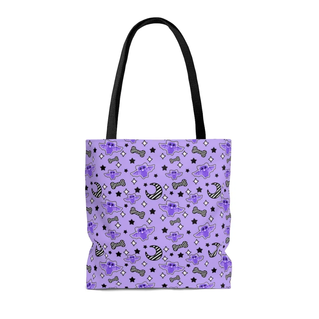 Magical Kawaii Spooky Bats Purple Tote Bag