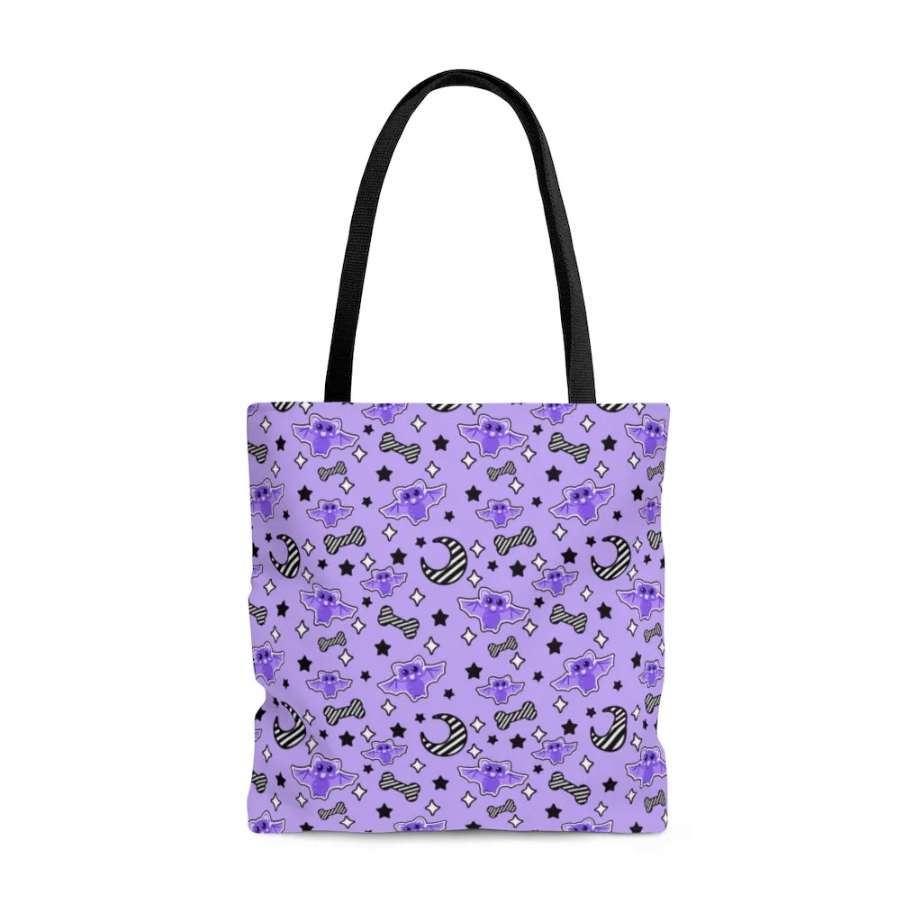 Magical Kawaii Spooky Bats Purple Tote Bag