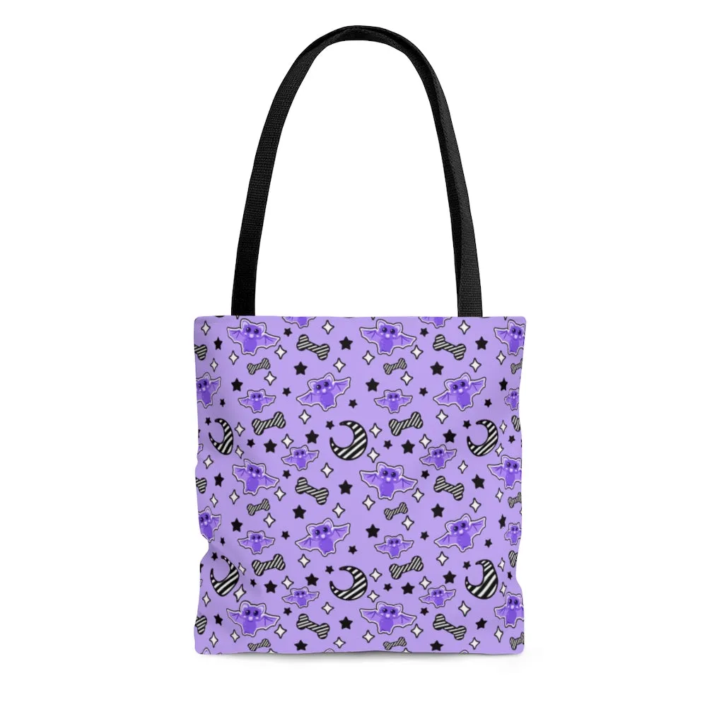 Magical Kawaii Spooky Bats Purple Tote Bag