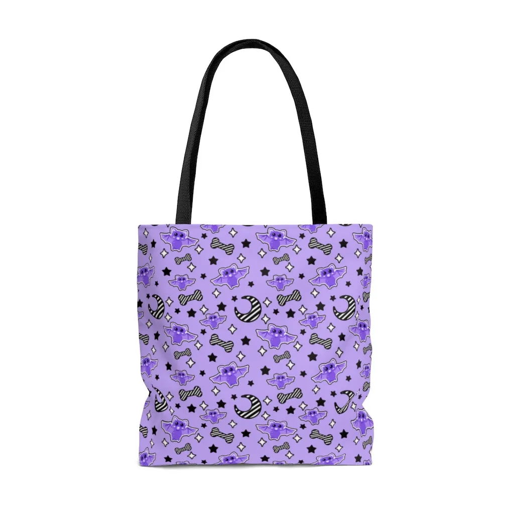 Magical Kawaii Spooky Bats Purple Tote Bag