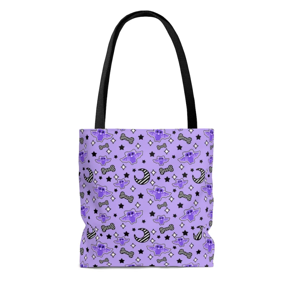 Magical Kawaii Spooky Bats Purple Tote Bag