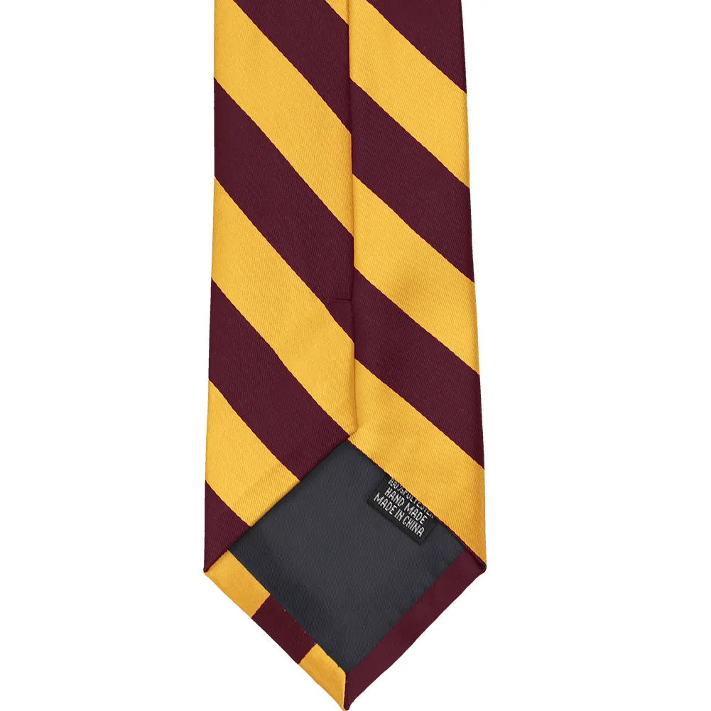 Maroon and Golden Yellow Striped Tie