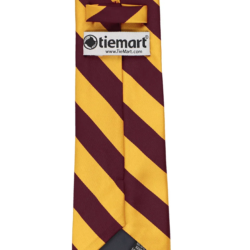 Maroon and Golden Yellow Striped Tie