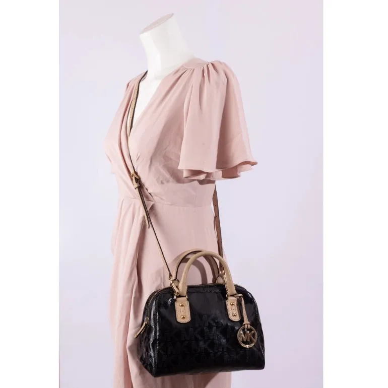 Michael Kors Logo Embossed Patent Satchel