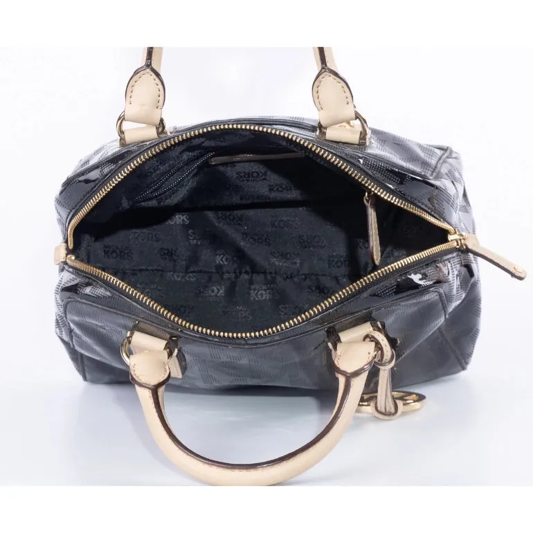 Michael Kors Logo Embossed Patent Satchel