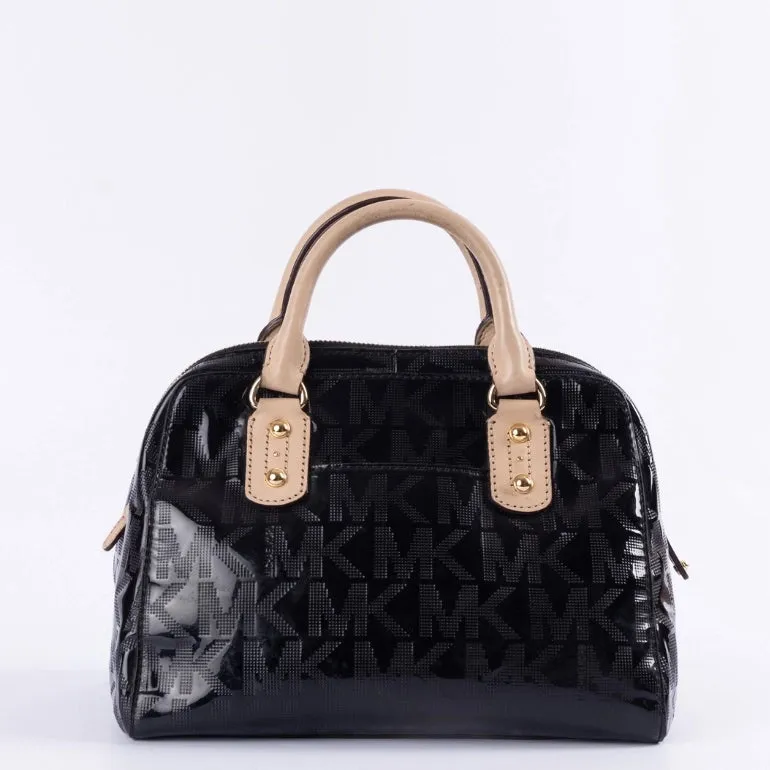Michael Kors Logo Embossed Patent Satchel