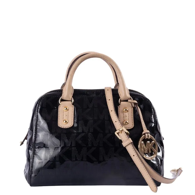Michael Kors Logo Embossed Patent Satchel