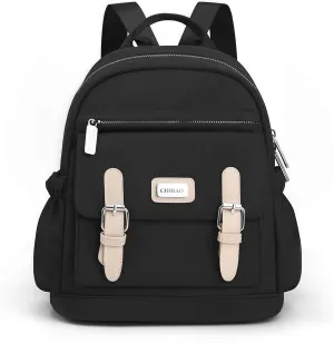 Mini Backpack for Women Cute Fashion Daypack Purse Small Daily Travel Backpack Lightweight Canvas Shoulder Bag (Black)