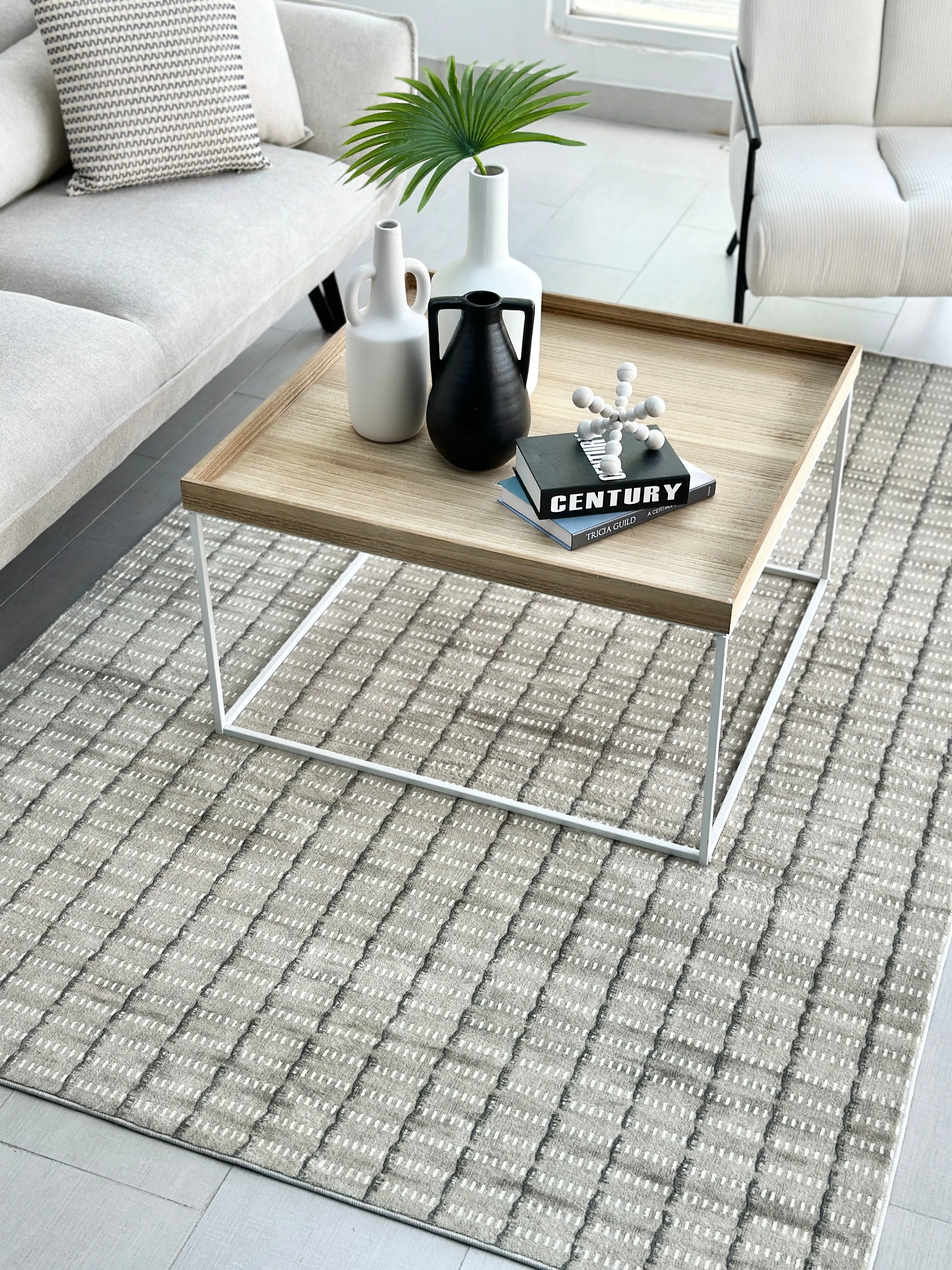 Neutral Pattern Performance Rug 5 x 8'