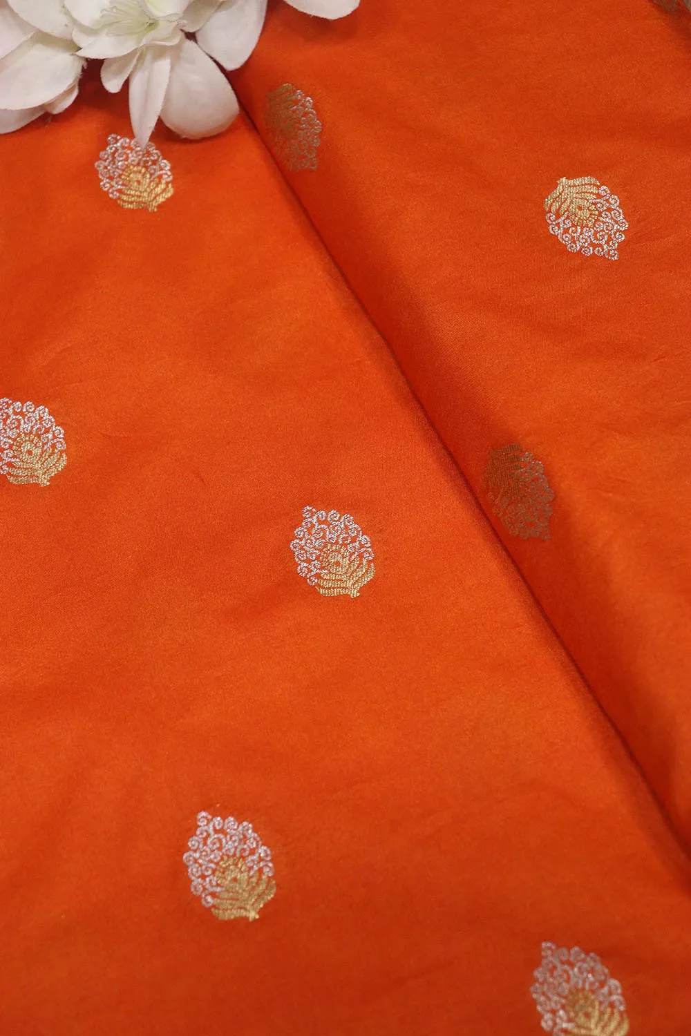 Orange Banarasi Silk Sona Roopa Suit With Purple Hand Embroidered Kantha Silk Dupatta