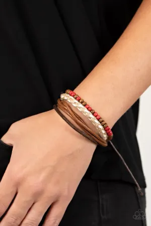 Paparazzi Bracelet ~ Woodsy Wayfarer - Red