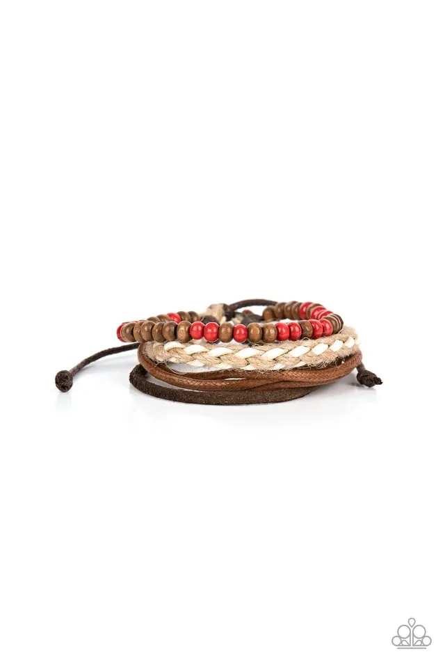 Paparazzi Bracelet ~ Woodsy Wayfarer - Red