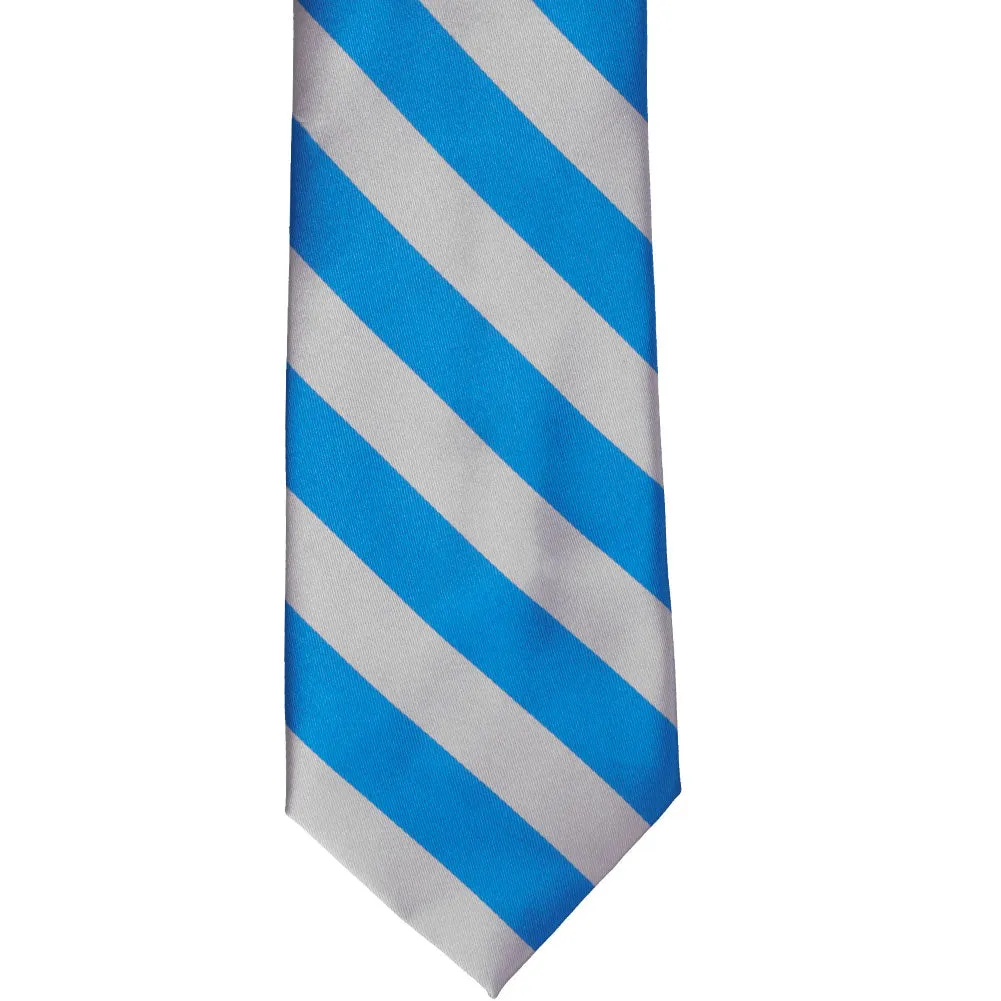 Peacock Blue and Silver Striped Tie