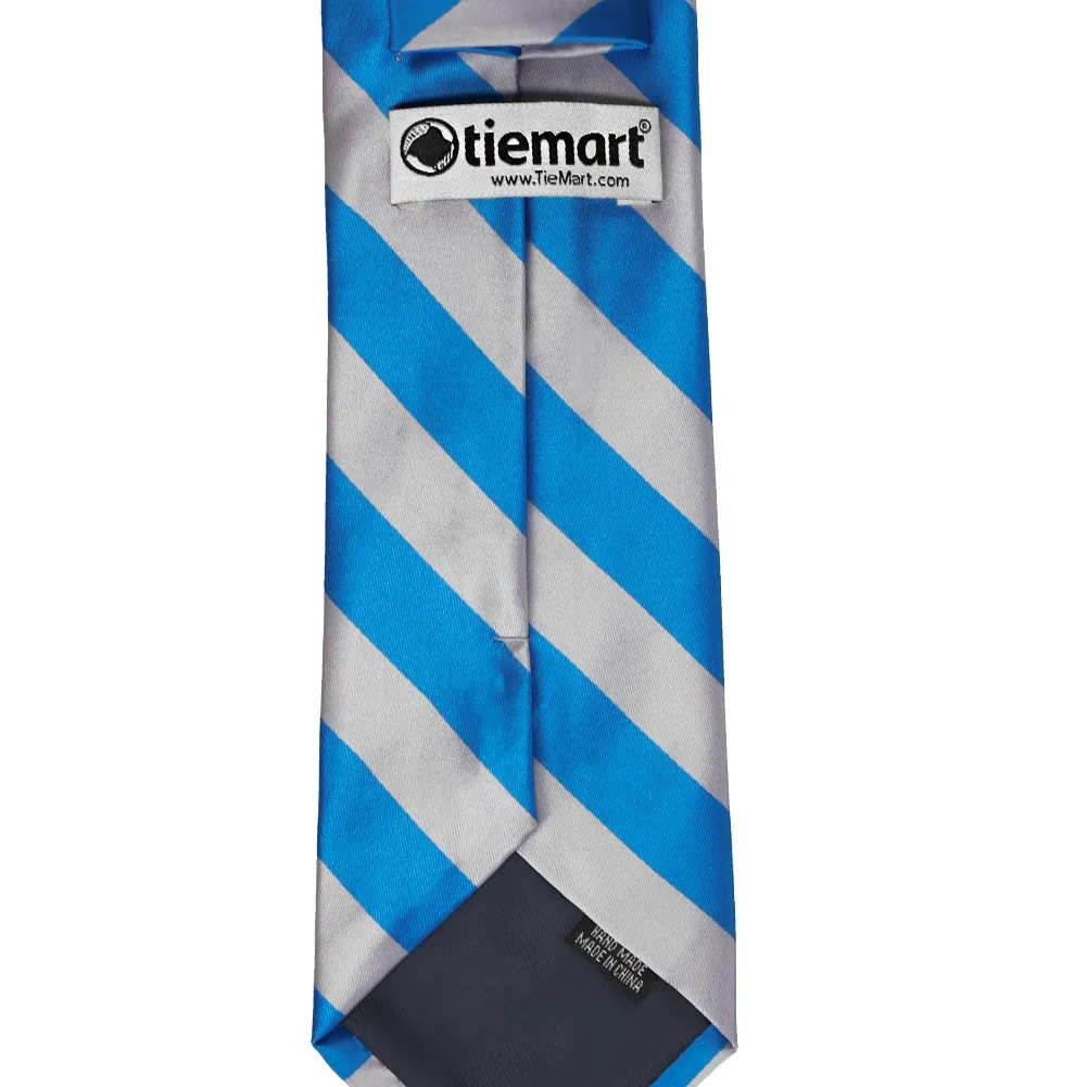 Peacock Blue and Silver Striped Tie