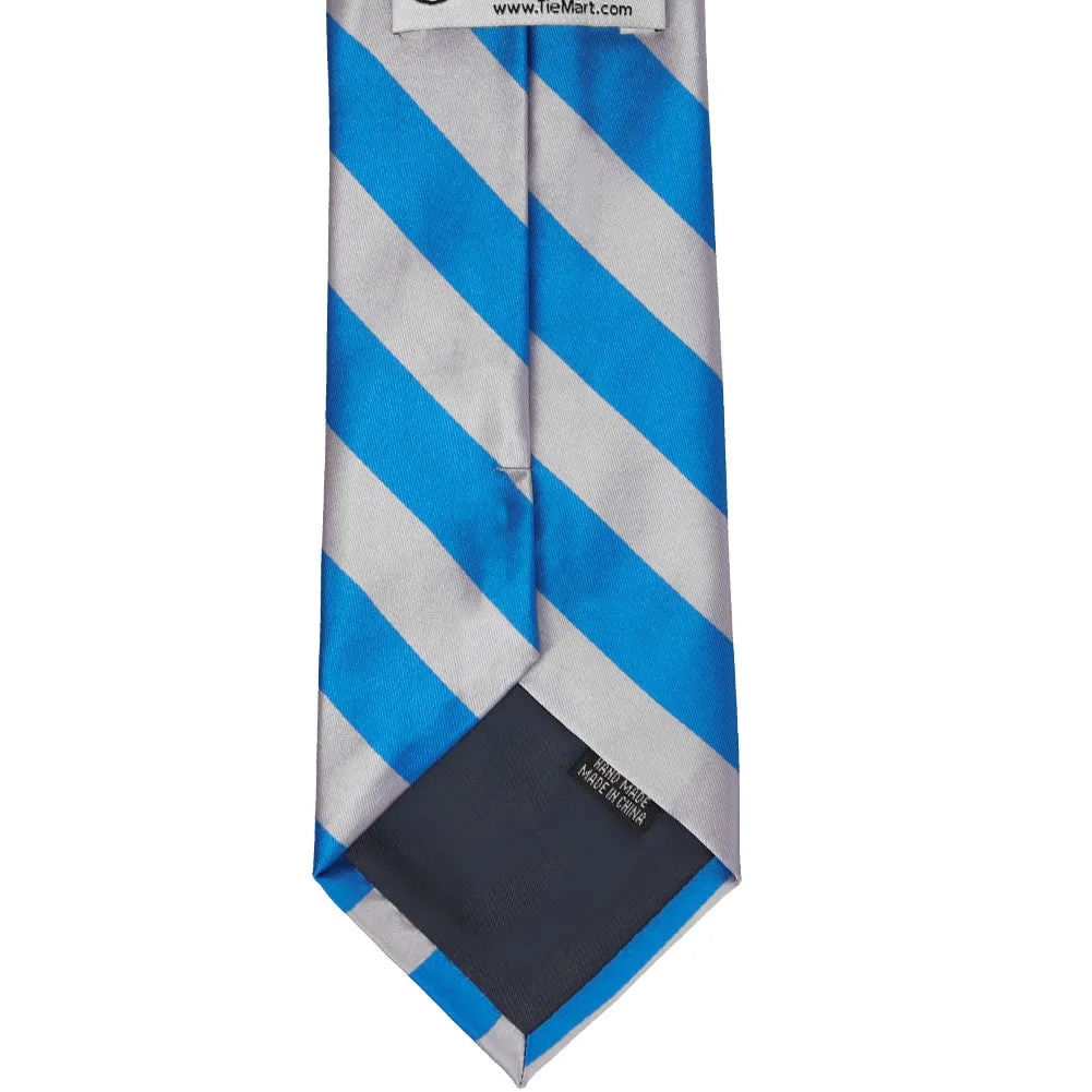 Peacock Blue and Silver Striped Tie