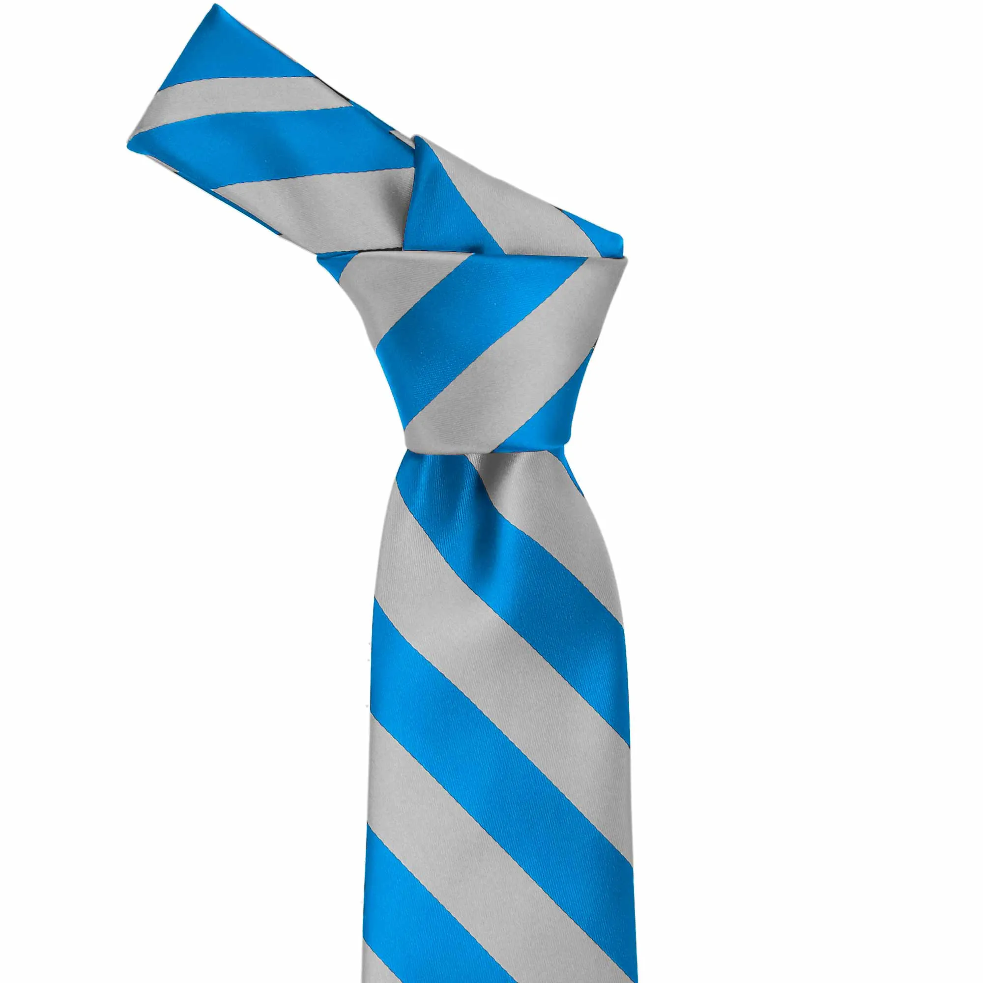 Peacock Blue and Silver Striped Tie