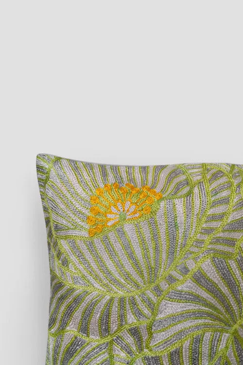 Poppies Chainstitch Embroidered Cushion Cover - Pastel