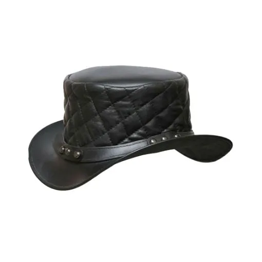 Premium Black Steampunk Leather Top Hat