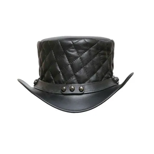 Premium Black Steampunk Leather Top Hat