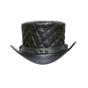 Premium Black Steampunk Leather Top Hat