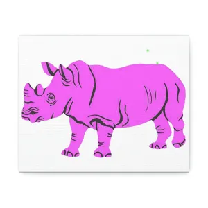Purple Rhino Stretched Canvas