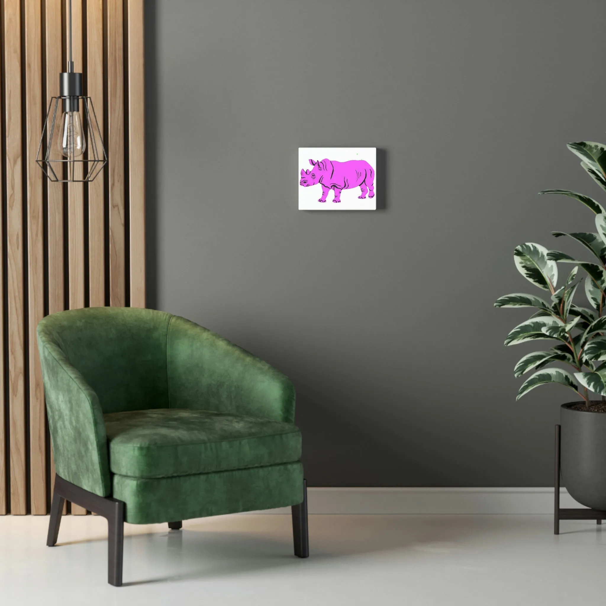 Purple Rhino Stretched Canvas