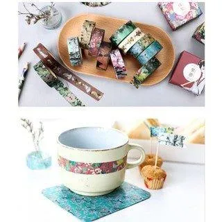 Retro Pattern Ancient Color Spectrum Plant Flower Petal Flower Cloth 1.5CM Decoration Handbook Tape Washi Tape Paper Tape NP-H7TGI-018
