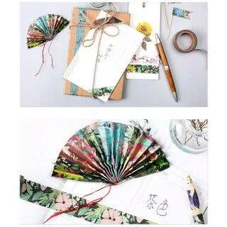 Retro Pattern Ancient Color Spectrum Plant Flower Petal Flower Cloth 1.5CM Decoration Handbook Tape Washi Tape Paper Tape NP-H7TGI-018