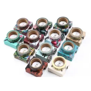 Retro Pattern Ancient Color Spectrum Plant Flower Petal Flower Cloth 1.5CM Decoration Handbook Tape Washi Tape Paper Tape NP-H7TGI-018