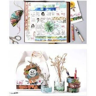 Retro Pattern Ancient Color Spectrum Plant Flower Petal Flower Cloth 1.5CM Decoration Handbook Tape Washi Tape Paper Tape NP-H7TGI-018