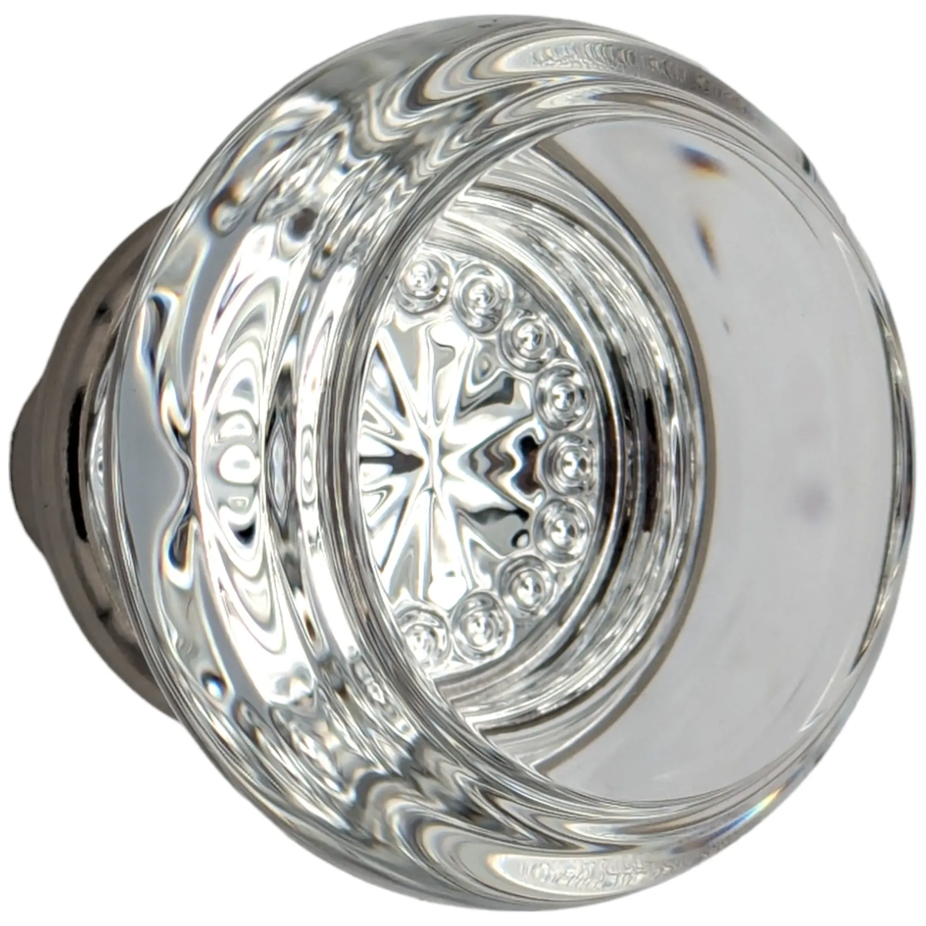 Round Crystal Spare Door Knob Set (Brushed Nickel)