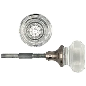 Round Crystal Spare Door Knob Set (Brushed Nickel)