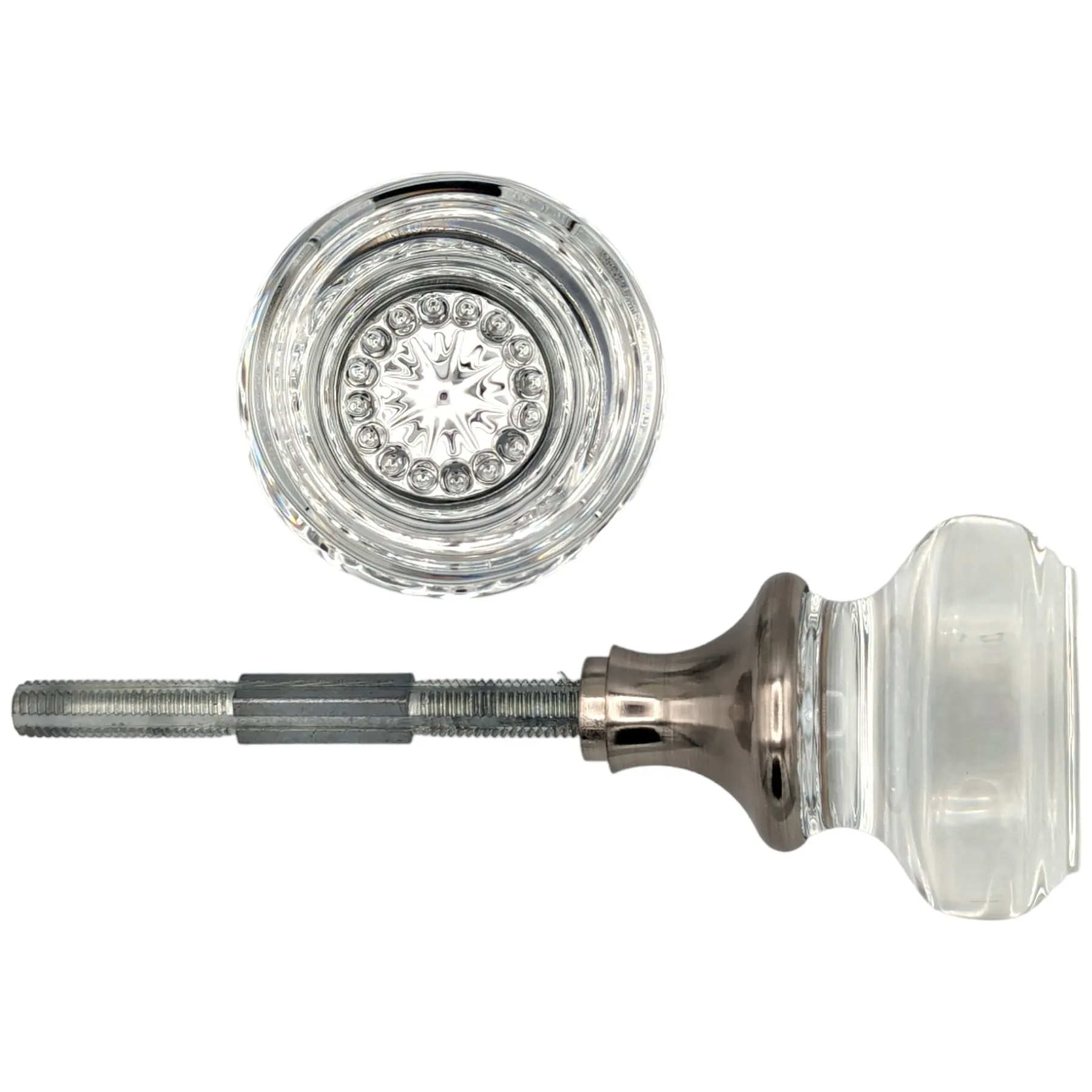 Round Crystal Spare Door Knob Set (Brushed Nickel)