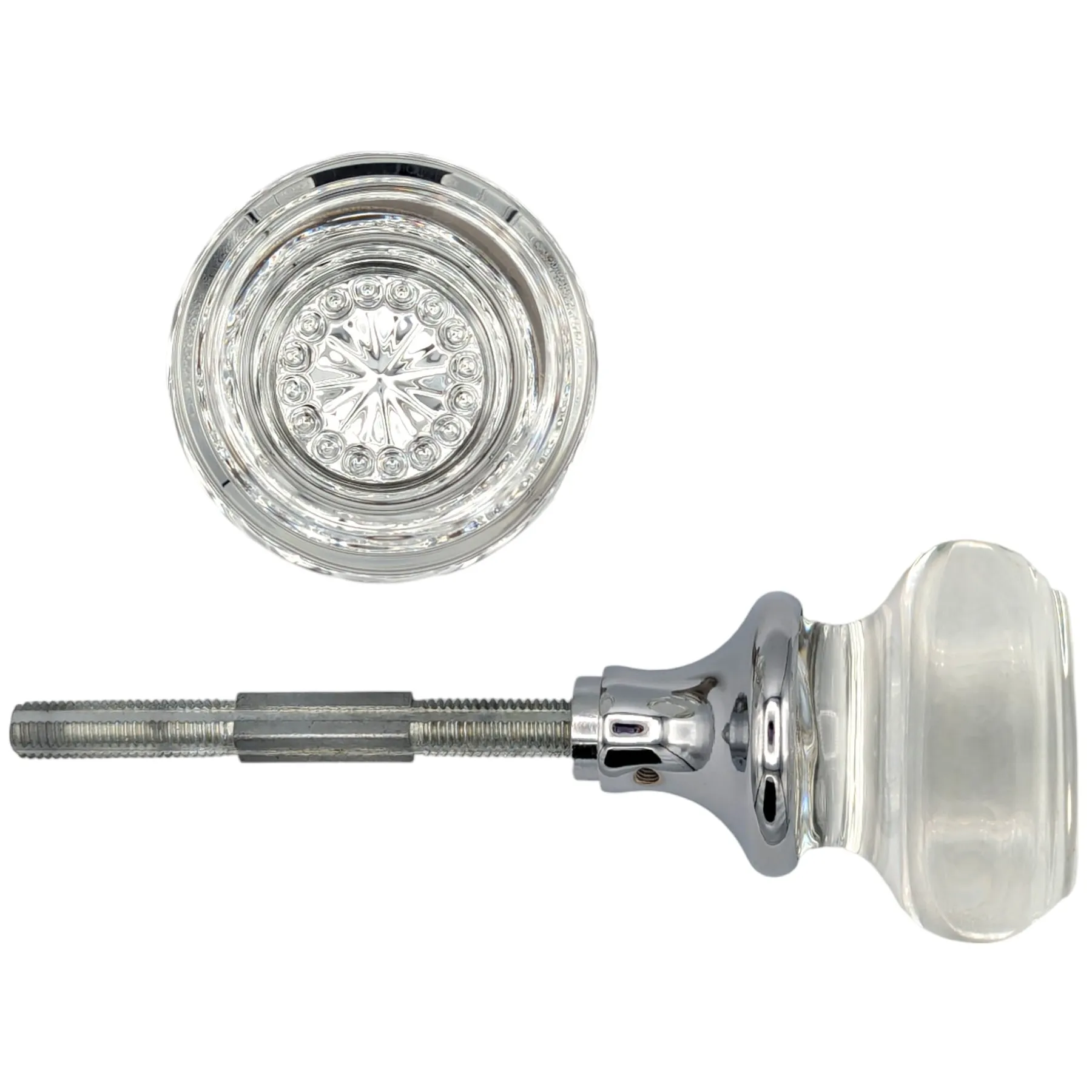Round Crystal Spare Door Knob Set (Polished Chrome)
