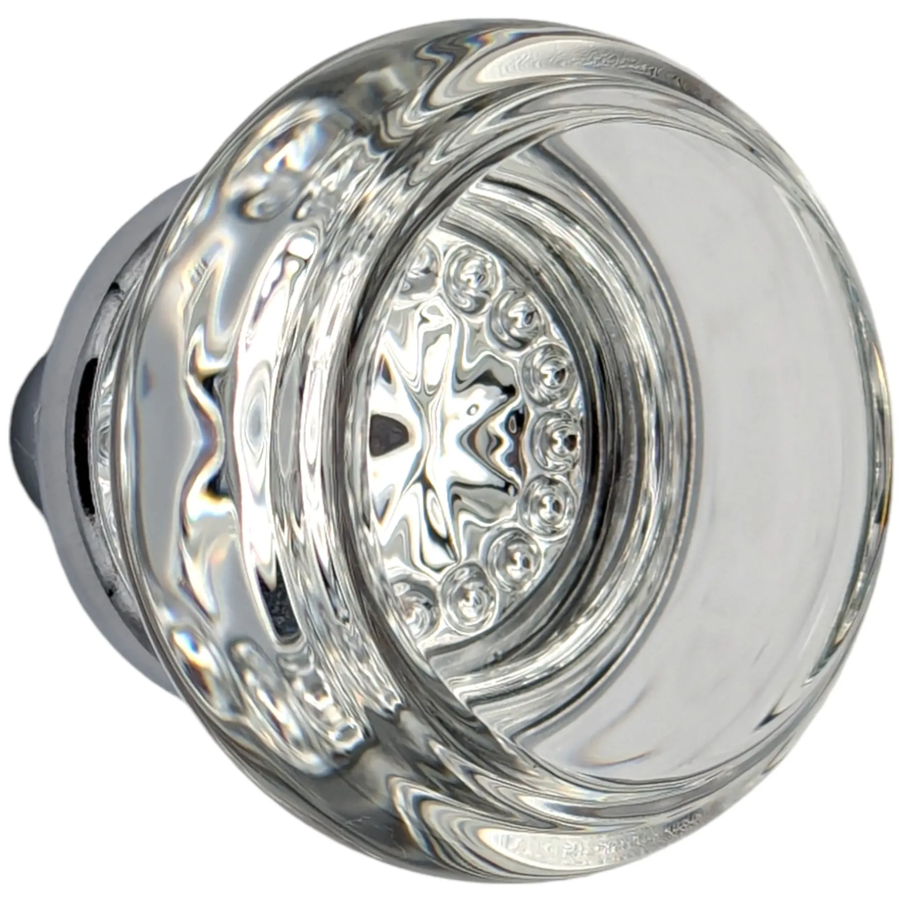 Round Crystal Spare Door Knob Set (Polished Chrome)