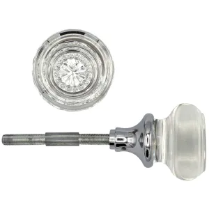 Round Crystal Spare Door Knob Set (Polished Chrome)
