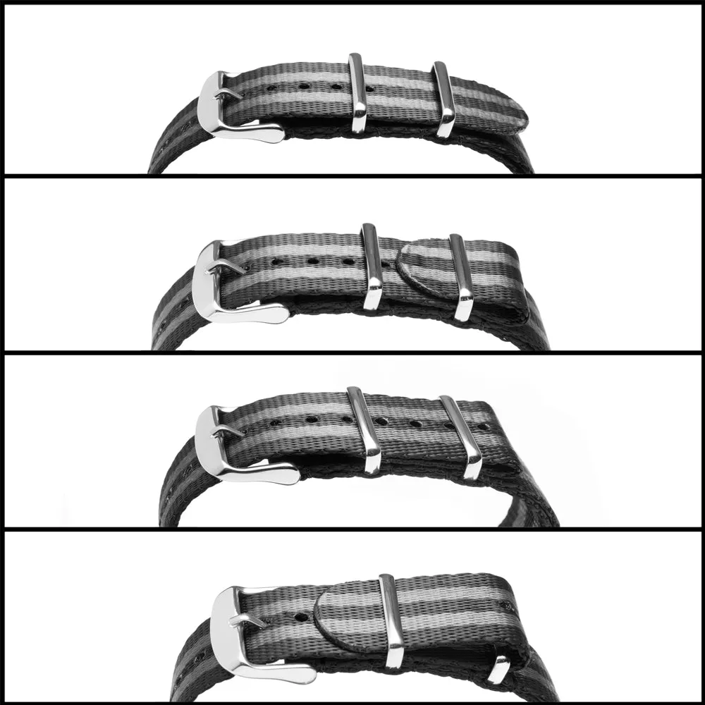 Seat Belt Nylon Military Style Watch Band - Khaki, Stainless Hardware