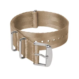 Seat Belt Nylon Military Style Watch Band - Khaki, Stainless Hardware