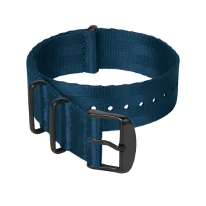 Seat Belt Nylon Military Style Watch Band - Navy, Black Hardware