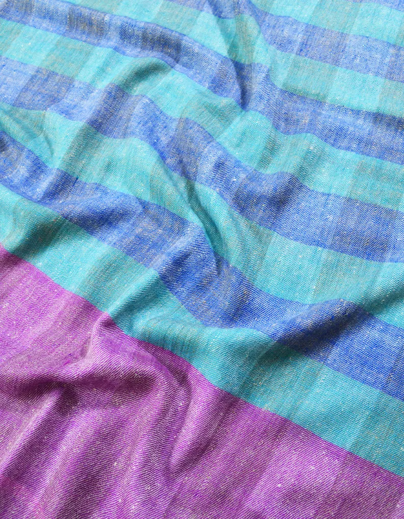 Sky Blue and purple Striped Pashmina Shawl 7216