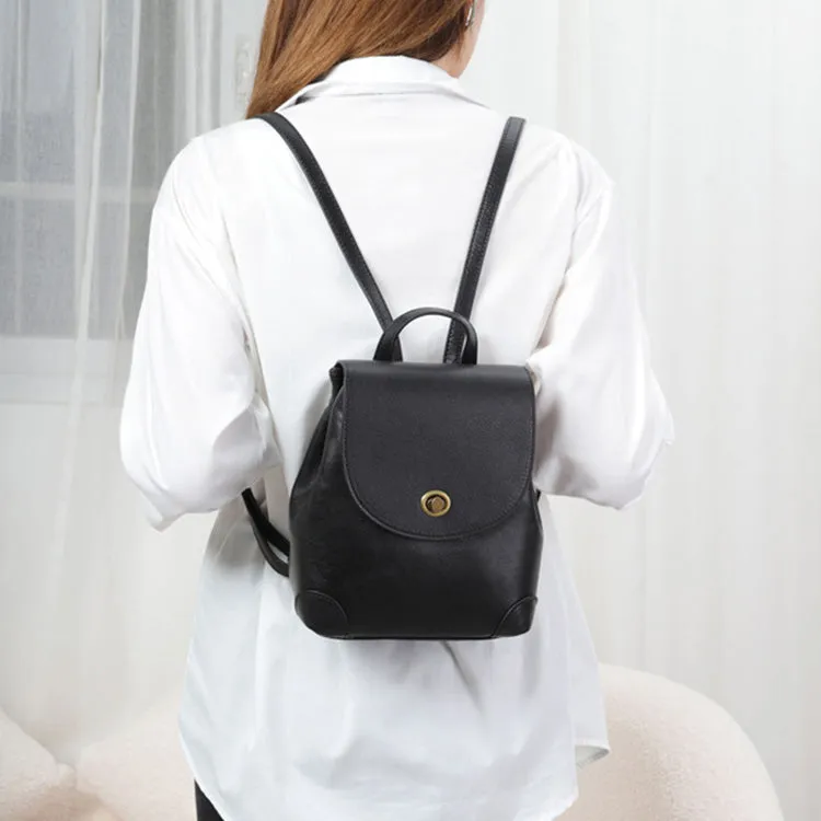 Stylish Womens Small Black Leather Backpack Purse Ladies Rucksack Bag