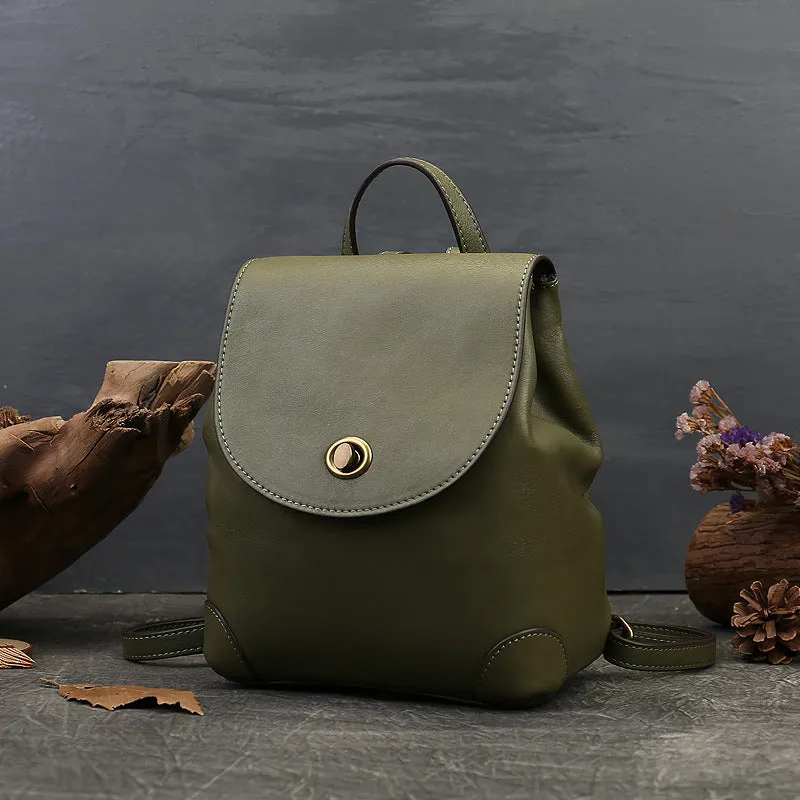 Stylish Womens Small Black Leather Backpack Purse Ladies Rucksack Bag