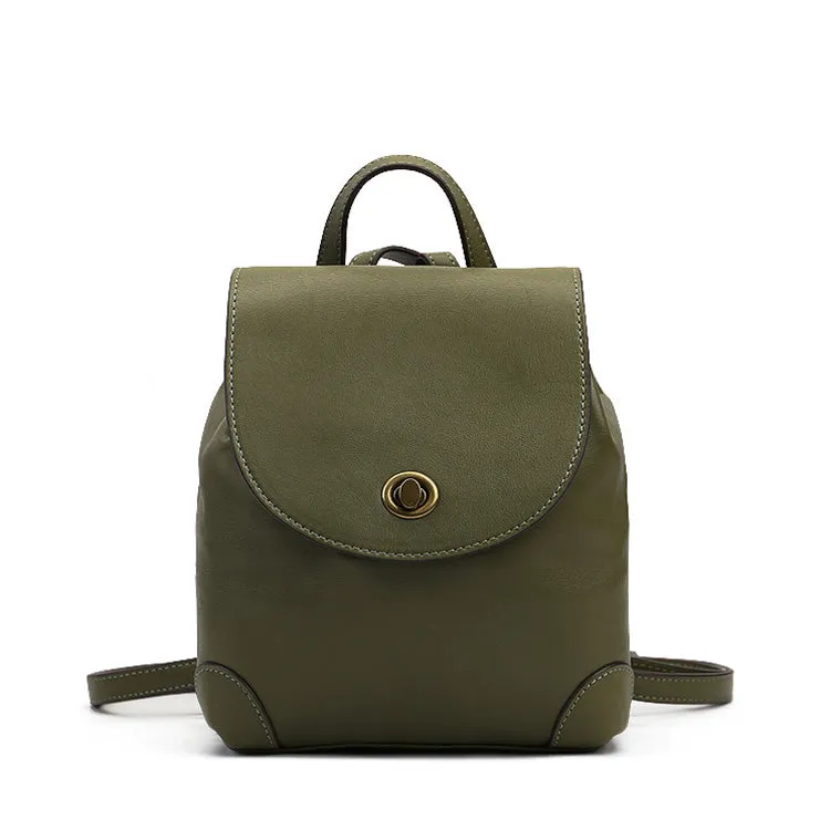 Stylish Womens Small Black Leather Backpack Purse Ladies Rucksack Bag