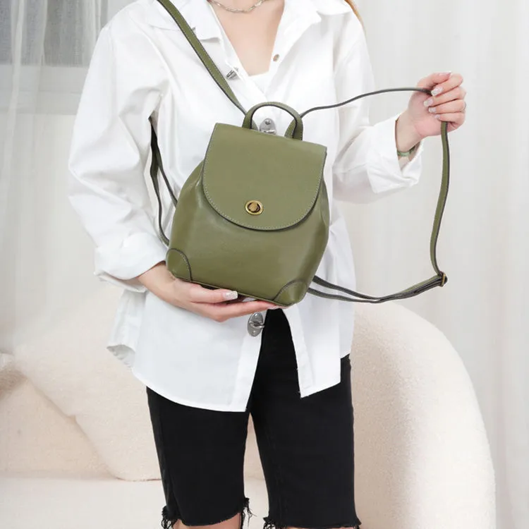 Stylish Womens Small Black Leather Backpack Purse Ladies Rucksack Bag