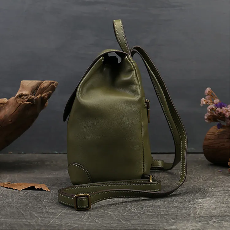 Stylish Womens Small Black Leather Backpack Purse Ladies Rucksack Bag