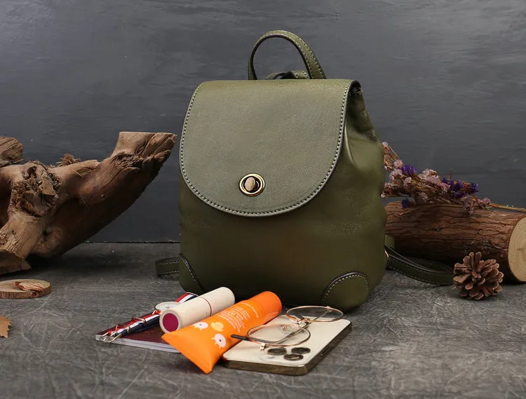 Stylish Womens Small Black Leather Backpack Purse Ladies Rucksack Bag