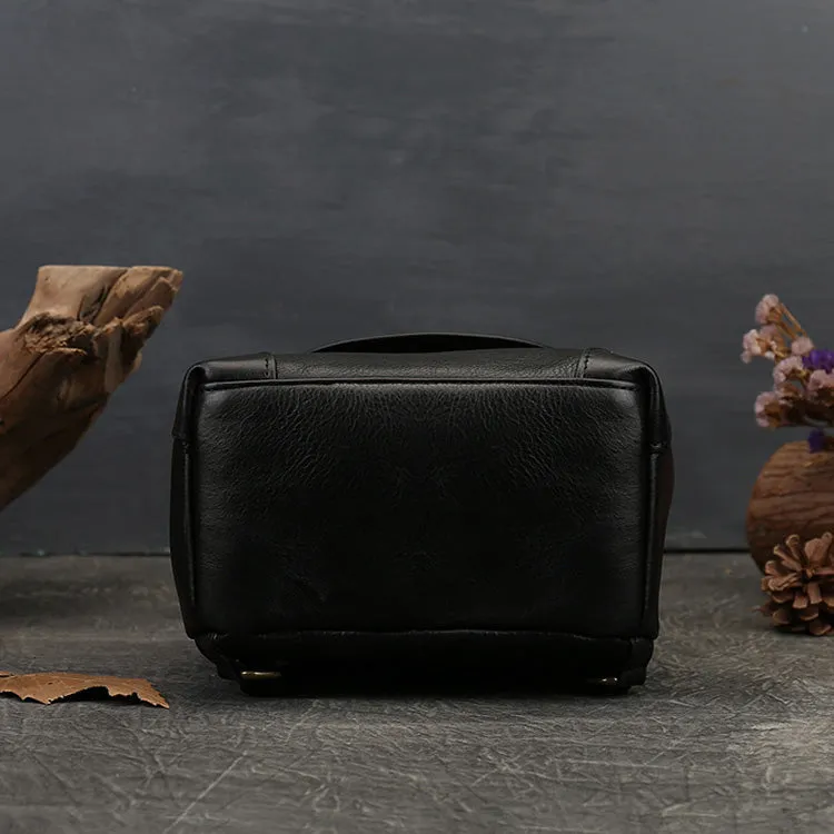 Stylish Womens Small Black Leather Backpack Purse Ladies Rucksack Bag